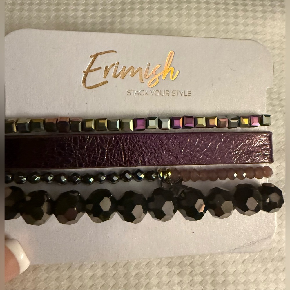 NWOT Erimish Multicolor with Purple Hues 4-Stack Bracelet Set